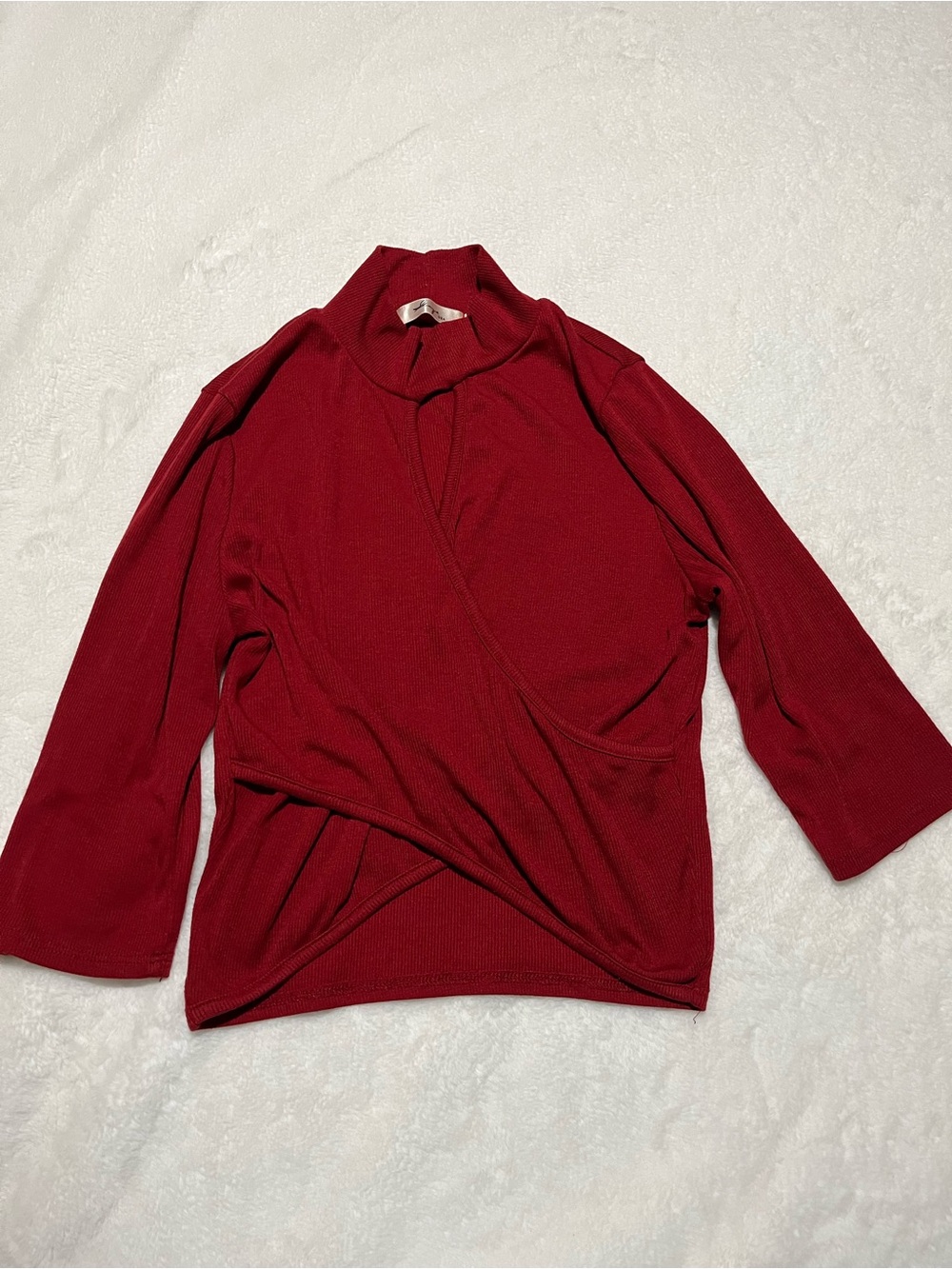 Women’s Wrap-Style Long Sleeve Blouse - Red